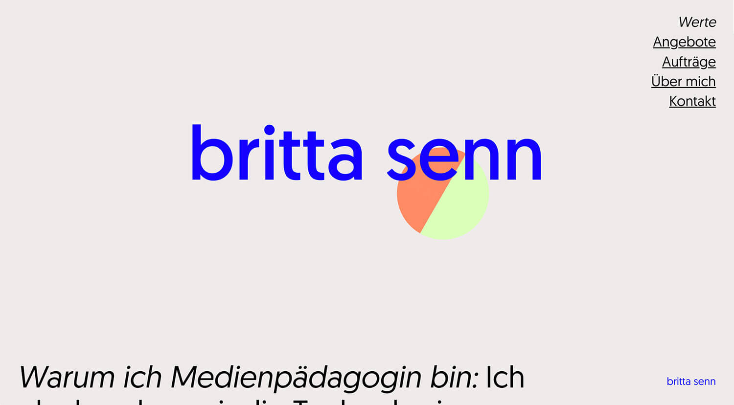 Screenshot Britta Senn Webseite