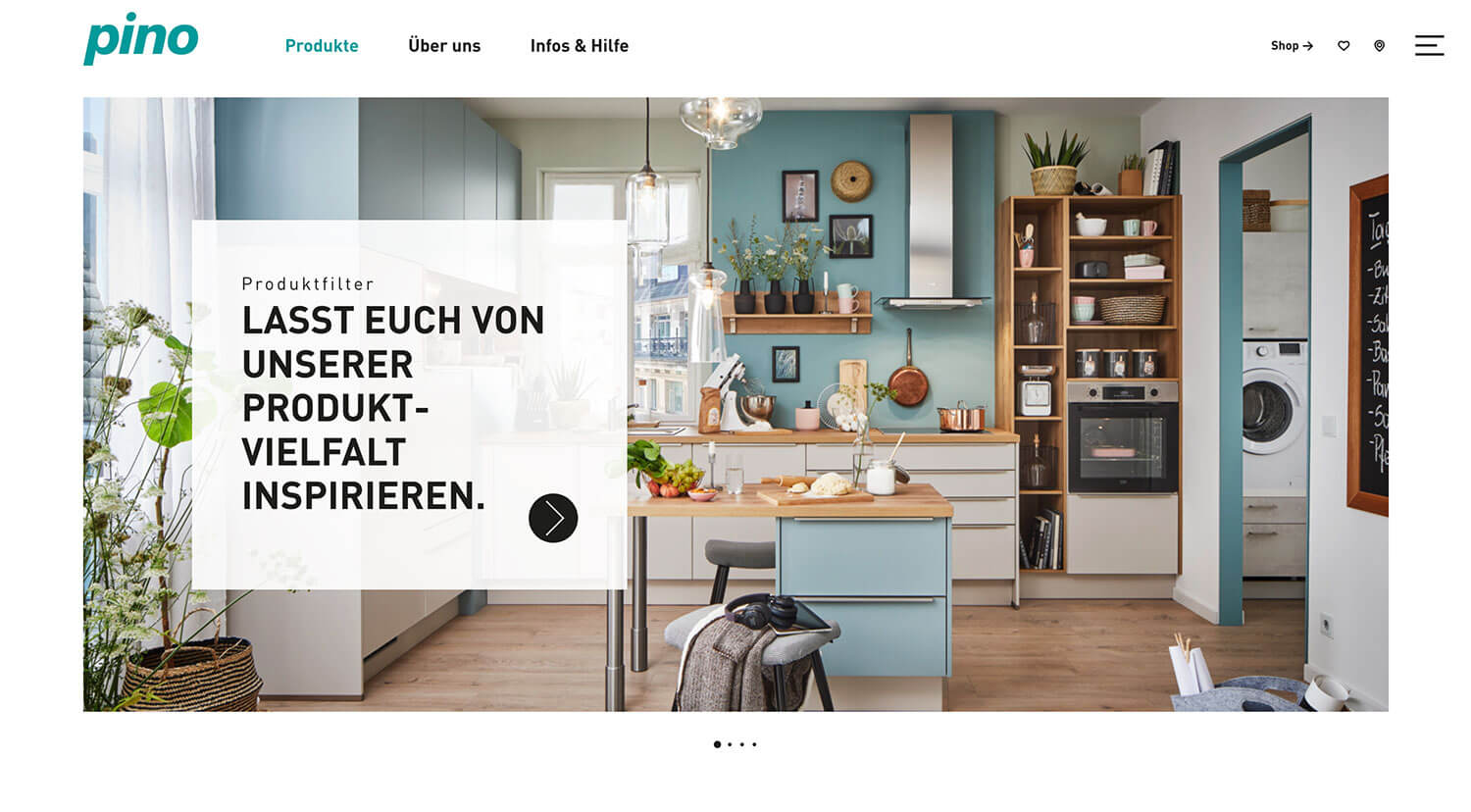 Screenshot pino Küchen Webseite